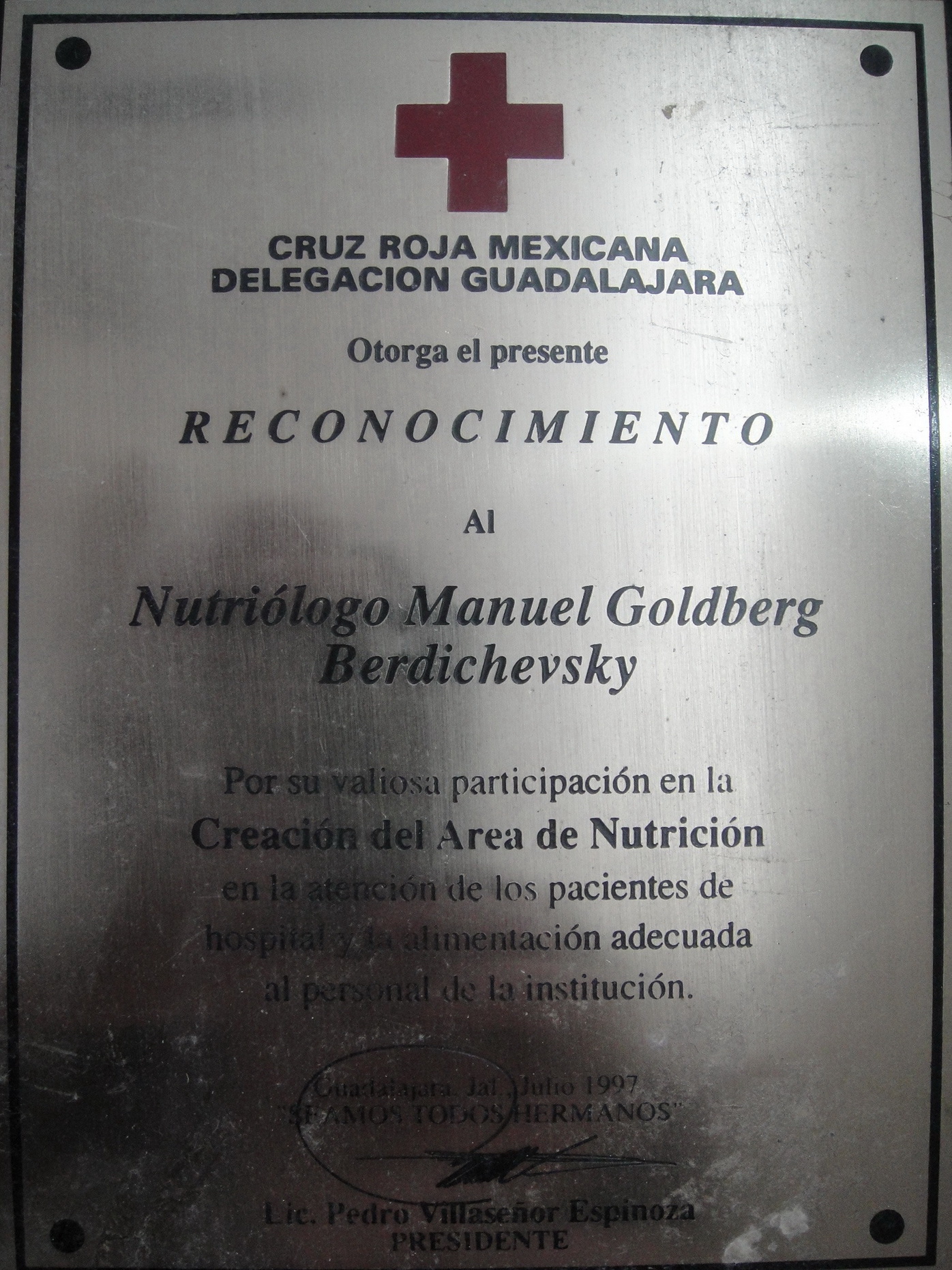 Reconocimiento Cruz Roja